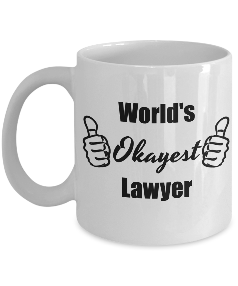 Law Graduate Gifts for Women Men - World's Okayest Lawyer, Funny Coffee Mug to Bring a Good Laugh, 11 Oz Cup, Novelty Graduation Gift Ideas