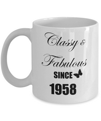 Load image into Gallery viewer, 5oth Birthday Gifts for Women - Classy and Fabulous Since 1958, Novelty Coffee Mug, 11 Oz Cup
