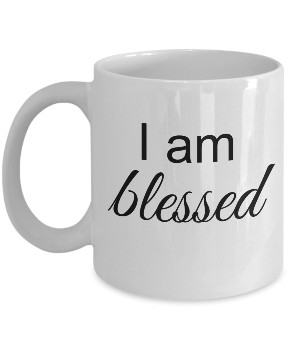 Mantra Mug - I am Blessed, Inspirational Gift Ideas for Girls Teens Women, Positive Affirmation Coffee Cup, 11 Oz